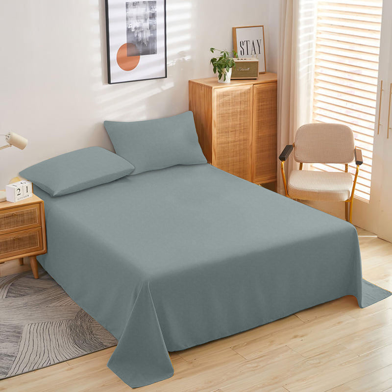 Oasis Home Collection Cotton Solid Bedsheet - Sedona Sage - with 2 pillow covers
