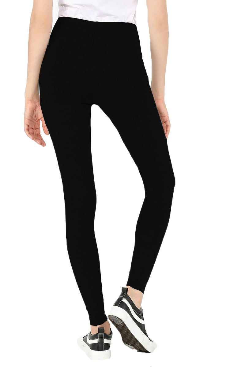 Oasis Home Collection Ultra Soft Stretchable Solid Color Cotton Ankle Fit Leggings - Black