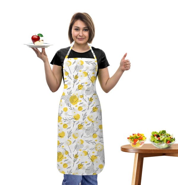 Oasis Home Collection Cotton Printed Apron Free Size - Black, Yellow- Printed Pattern