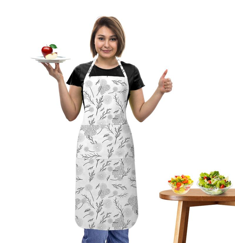 Oasis Home Collection Cotton Printed Apron Free Size - Black, Yellow- Printed Pattern