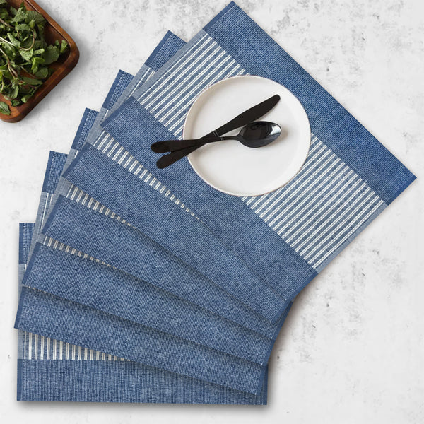 Oasis Home Collection Cotton Rib Placemat - Blue - Pack Of 6