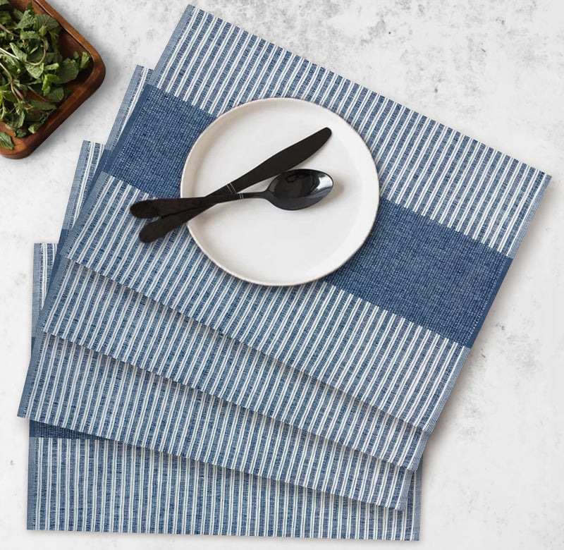Oasis Home Collection Cotton Rib Placemat - Blue - Pack Of 4