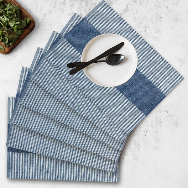 Oasis Home Collection Cotton Rib Placemat - Blue - Pack Of 6