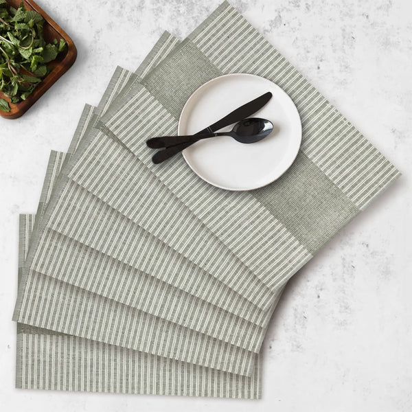Oasis Home Collection Cotton Rib Placemat - Grey - Pack Of 6