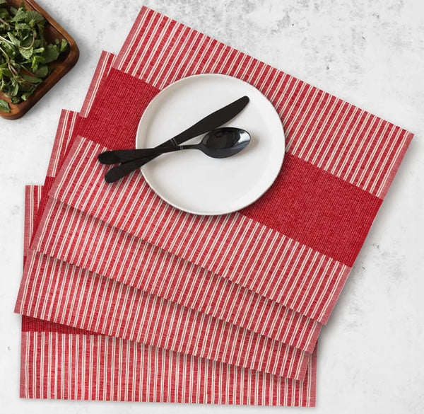 Oasis Home Collection Cotton Rib Placemat - Red - Pack Of 4