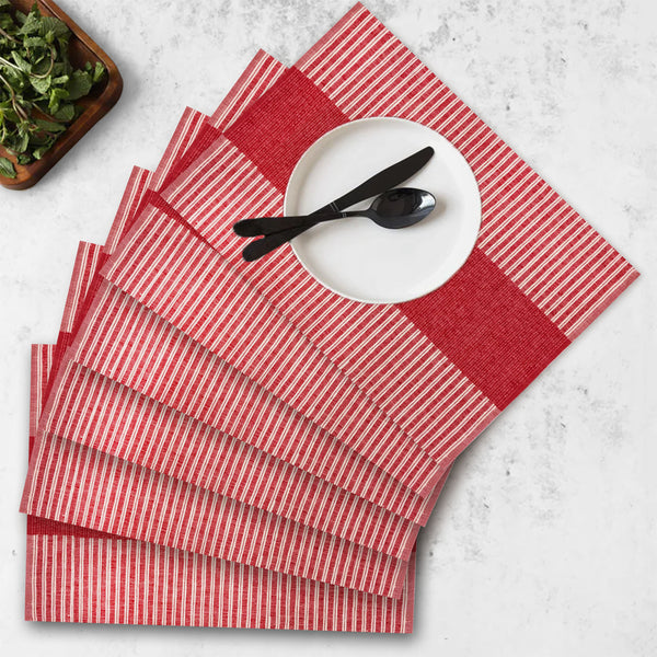 Oasis Home Collection Cotton Rib Placemat - Red - Pack Of 6