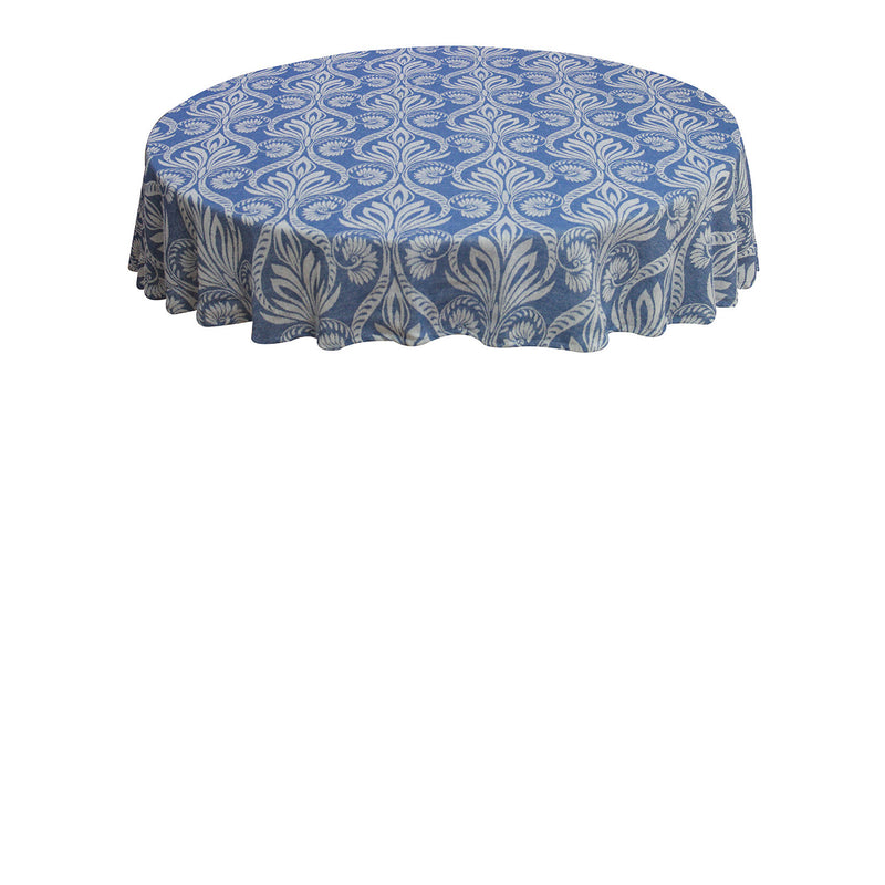 Oasis Home Collection Cotton Self Design Round Table Cloth - Big Flower 6 Seater - Red , Blue , Grey , Black