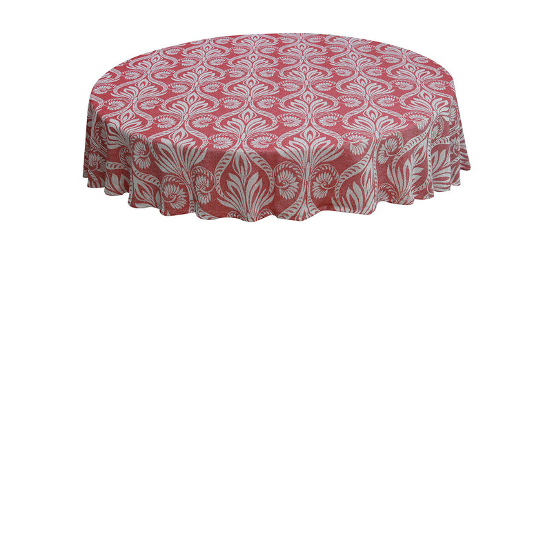 Oasis Home Collection Cotton Self Design Round Table Cloth - Big Flower 6 Seater - Red , Blue , Grey , Black
