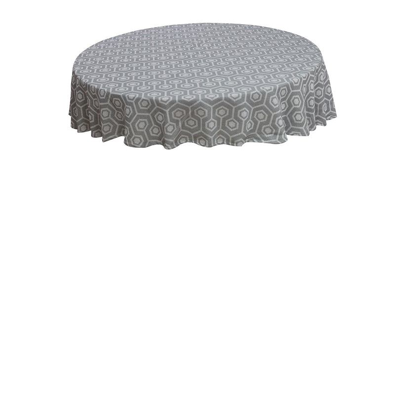 Oasis Home Collection Cotton Self Design Round Table Cloth - Hexagon 6 Seater - Red , Blue , Grey , Black