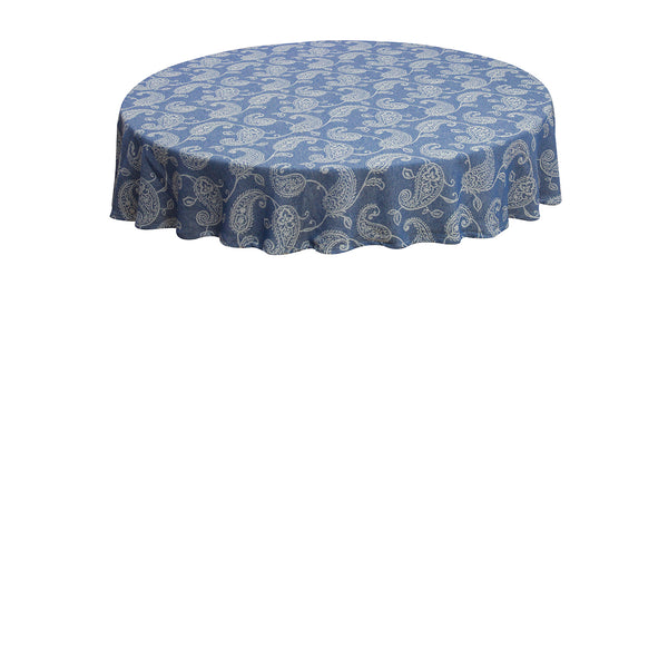 Oasis Home Collection Cotton Self Design Round Table Cloth - Paisley 6 Seater - Red , Blue , Grey , Black