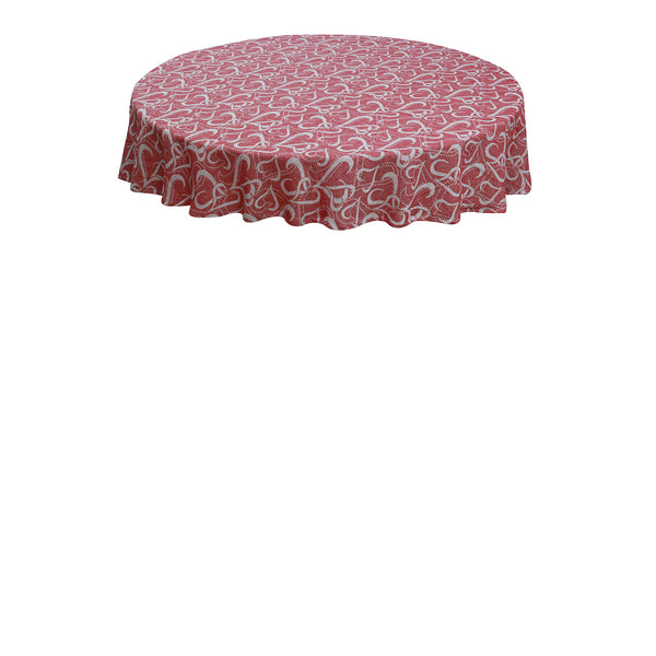 Oasis Home Collection Cotton Self Design Round Table Cloth - Circular 6 Seater - Red , Blue , Grey , Black