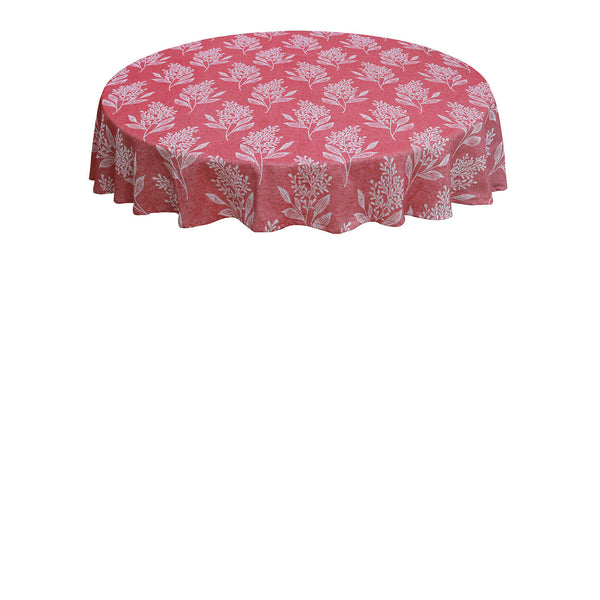 Oasis Home Collection Cotton Self Design Round Table Cloth -  Flower  6 Seater  - Red , Blue , Grey , Black