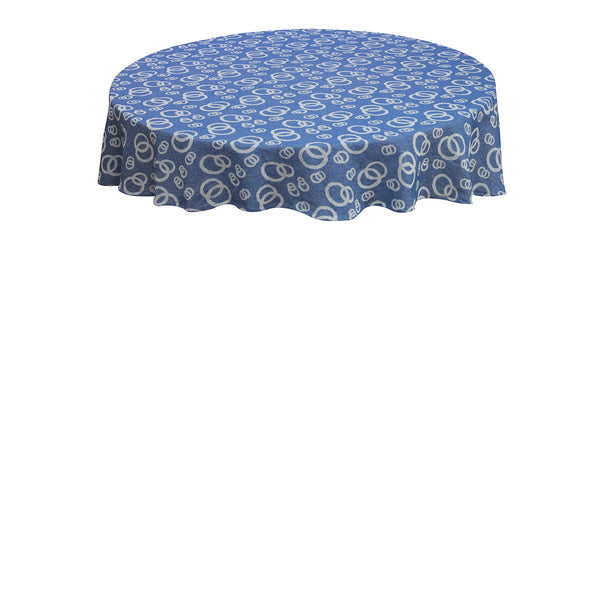 Oasis Home Collection Cotton Self Design Round Table Cloth - Ring 6 Seater - Red , Blue , Grey , Black