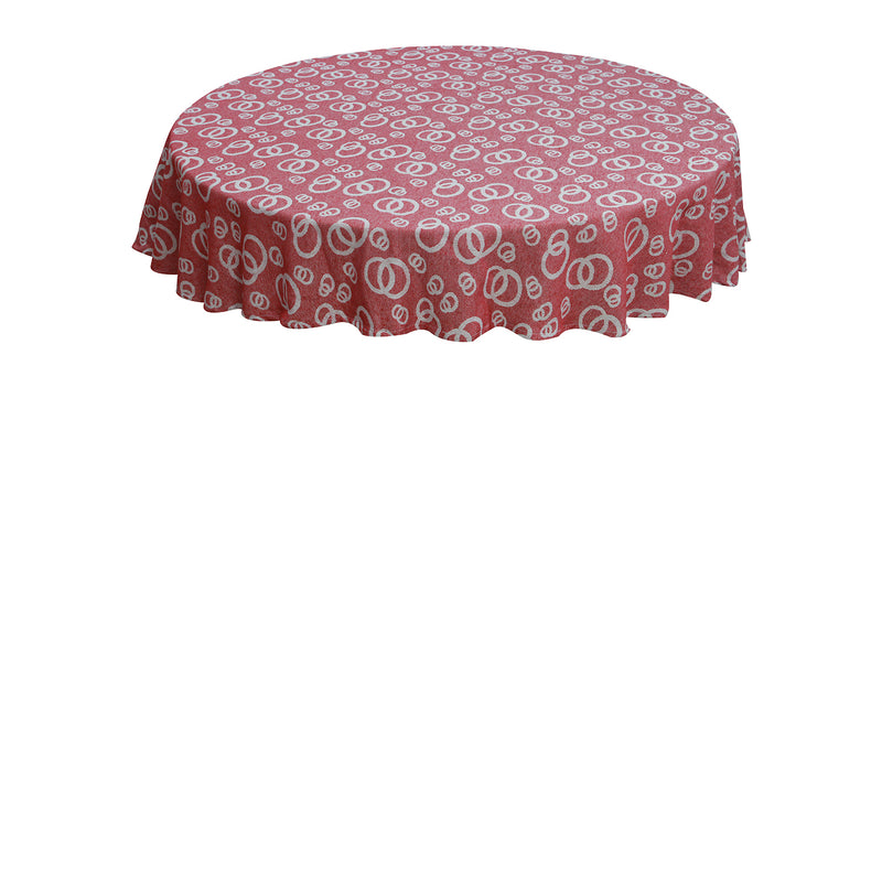 Oasis Home Collection Cotton Self Design Round Table Cloth - Ring 6 Seater - Red , Blue , Grey , Black