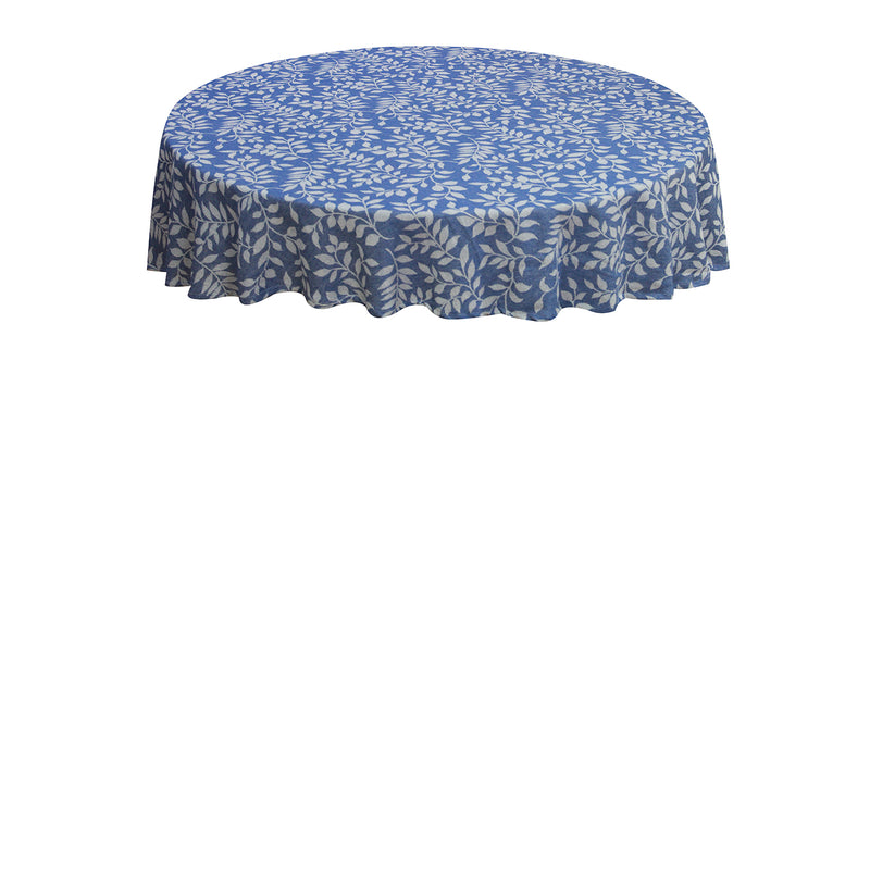 Oasis Home Collection Cotton Self Design Round Table Cloth - Big Leaf 6 Seater - Red , Blue , Grey , Black