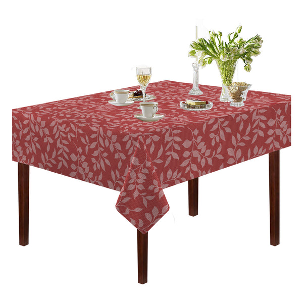 Oasis Home Collection Cotton Jacquard Table Cloth - Red, Grey, Blue, Black - Big Leaf Printed Pattern