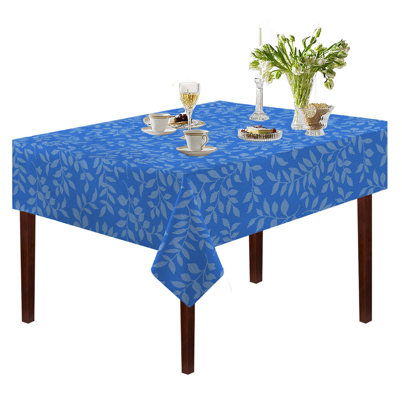 Oasis Home Collection Cotton Jacquard Table Cloth - Red, Grey, Blue, Black - Big Leaf Printed Pattern