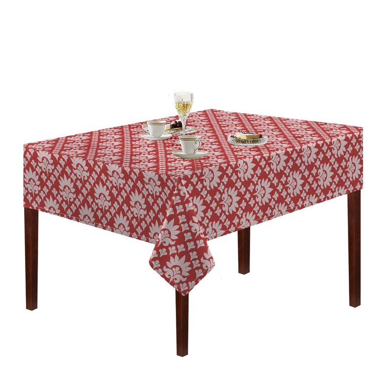 Oasis Home Collection Cotton Jacquard Table Cloth - Red, Grey, Blue, Black - Damask Printed Pattern