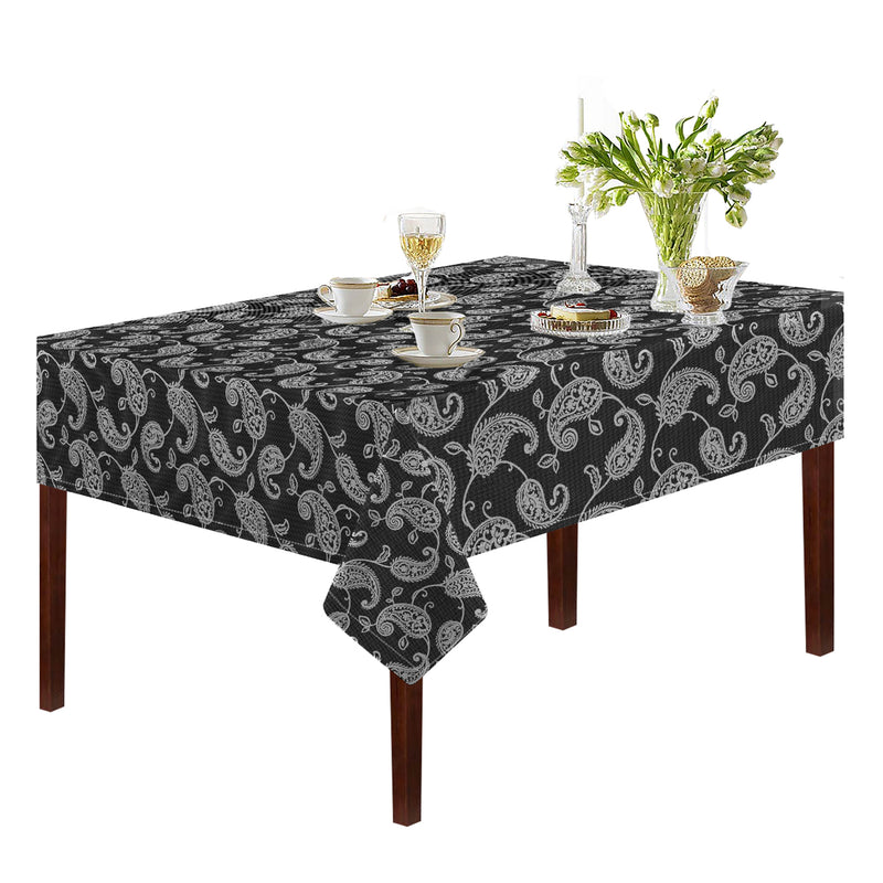 Oasis Home Collection Cotton Jacquard Table Cloth - Red, Grey, Blue, Black - Paisley Printed Pattern