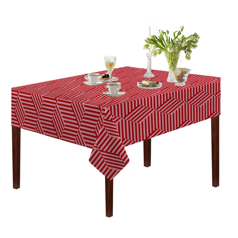 Oasis Home Collection Cotton Jacquard Table Cloth - Red, Grey, Blue, Black - Fret Printed Pattern