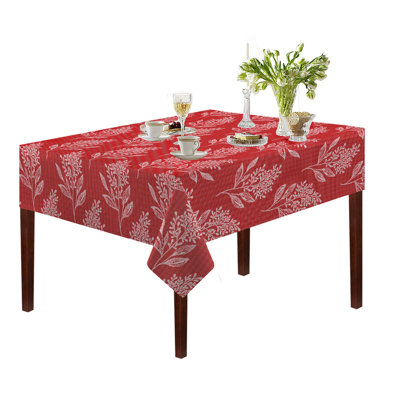 Oasis Home Collection Cotton Jacquard Table Cloth - Red, Grey, Blue, Black - Floral Printed Pattern