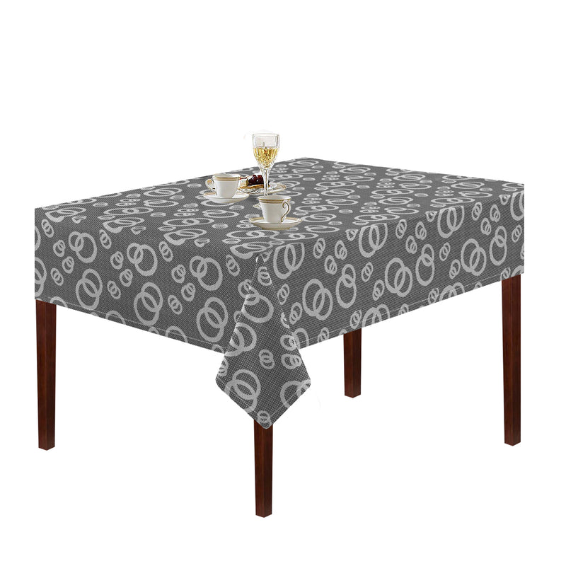 Oasis Home Collection Cotton Jacquard Table Cloth - Red, Grey, Blue, Black - Ring Printed Pattern