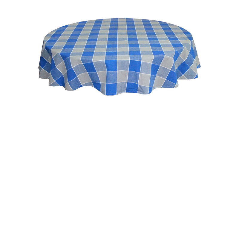 Oasis Home Collection Cotton Yarn Dyed Round Table Cloth - 6 Seater - Brown , Blue
