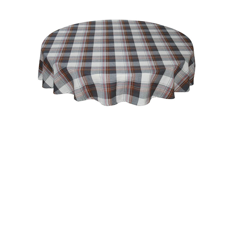 Oasis Home Collection Cotton Yarn Dyed Round Table Cloth - 6 Seater - Blue & Brown, Grey & Brown
