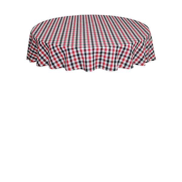 Oasis Home Collection Cotton Yarn Dyed Round Table Cloth - 6 Seater - Red & Black