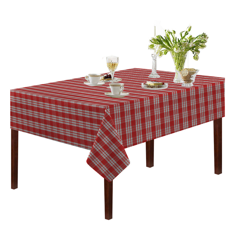 Oasis Home Collection Cotton Yarn Dyed Table Cloth - Blue, Red - Checkered Pattern