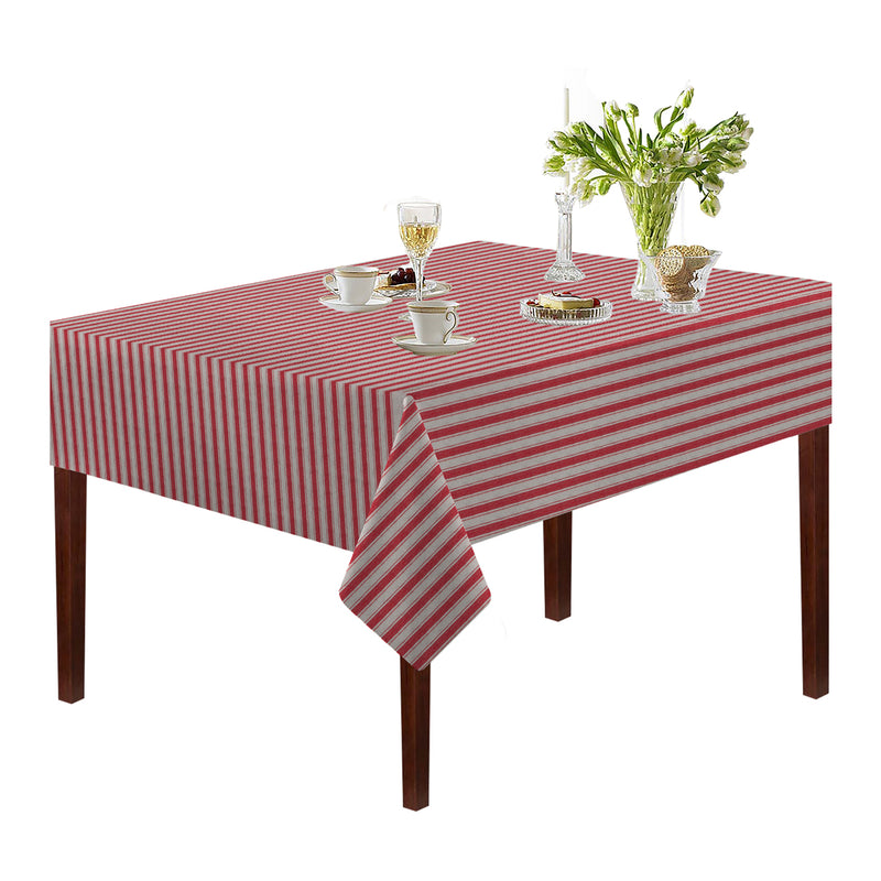 Oasis Home Collection Cotton Yarn Dyed Table Cloth - Black, Red - Striped Pattern