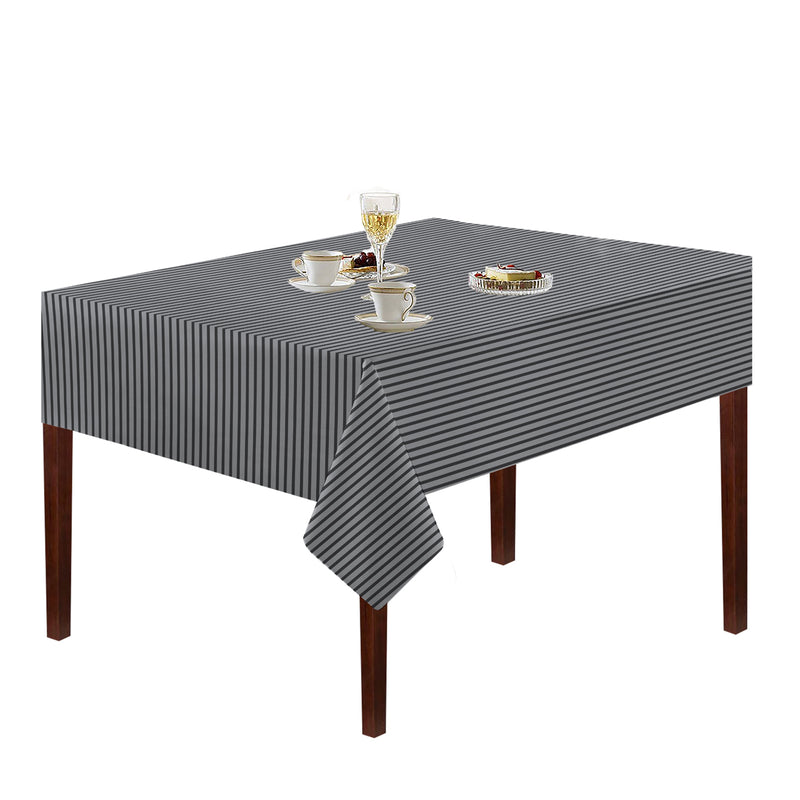 Oasis Home Collection Cotton Yarn Dyed Table Cloth - Grey & Black - Striped Pattern