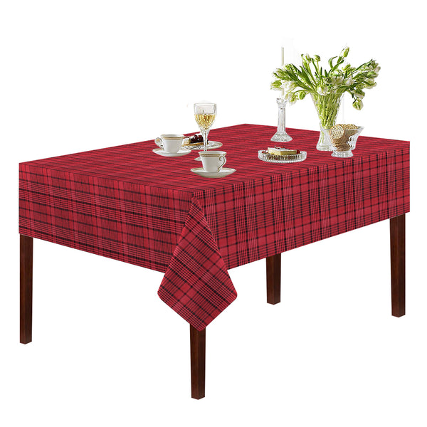 Oasis Home Collection Cotton Yarn Dyed Table Cloth - Red, Brown, Maroon - Small Checked Pattern
