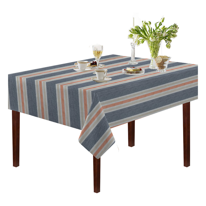 Oasis Home Collection Cotton YD Table Cloth - Grey & Orange - Checked Pattern
