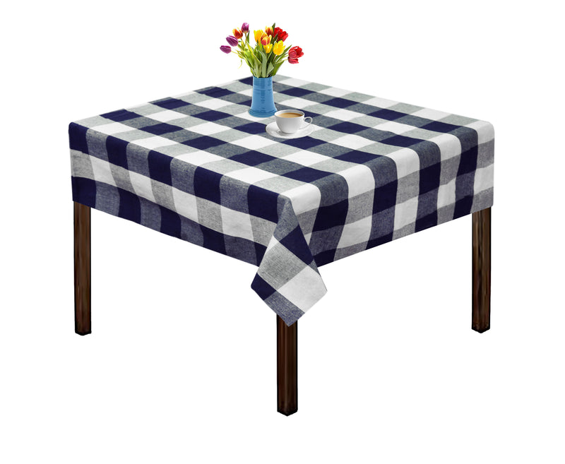 Oasis Home Collection Cotton Yarn Dyed Table Cloth - Red, Black, Navy Blue Checkered Pattern