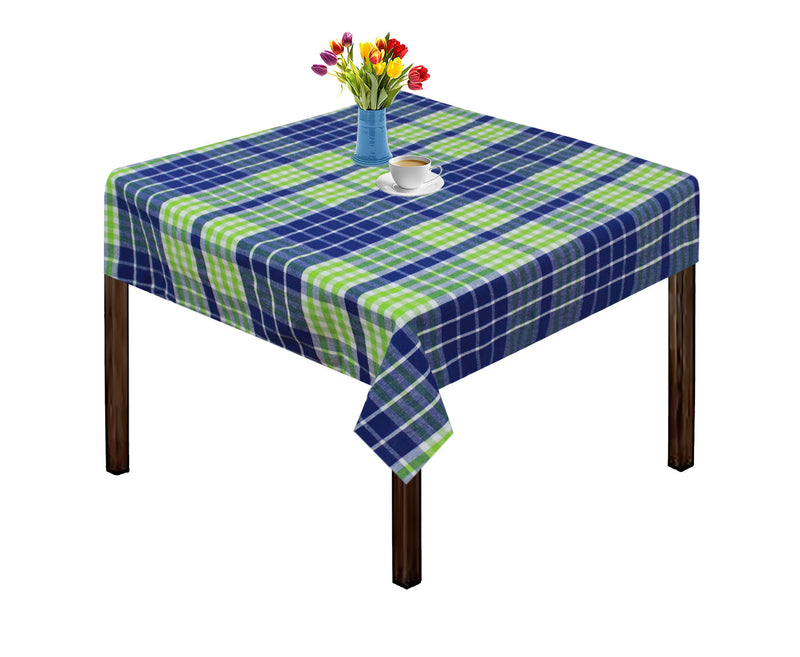 Oasis Home Collection Cotton Yarn Dyed Table Cloth - Green & Blue - Checkered Pattern