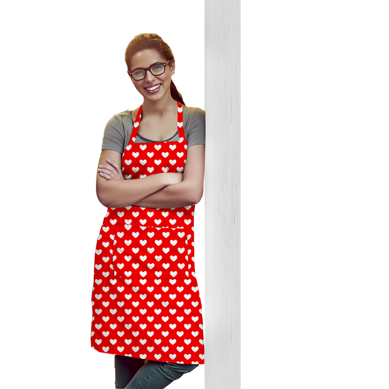 Oasis Home Collection Cotton Printed Apron Free Size - Red, Grey, Pink, Black - Printed Pattern