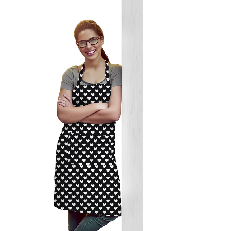 Oasis Home Collection Cotton Printed Apron Free Size - Red, Grey, Pink, Black - Printed Pattern