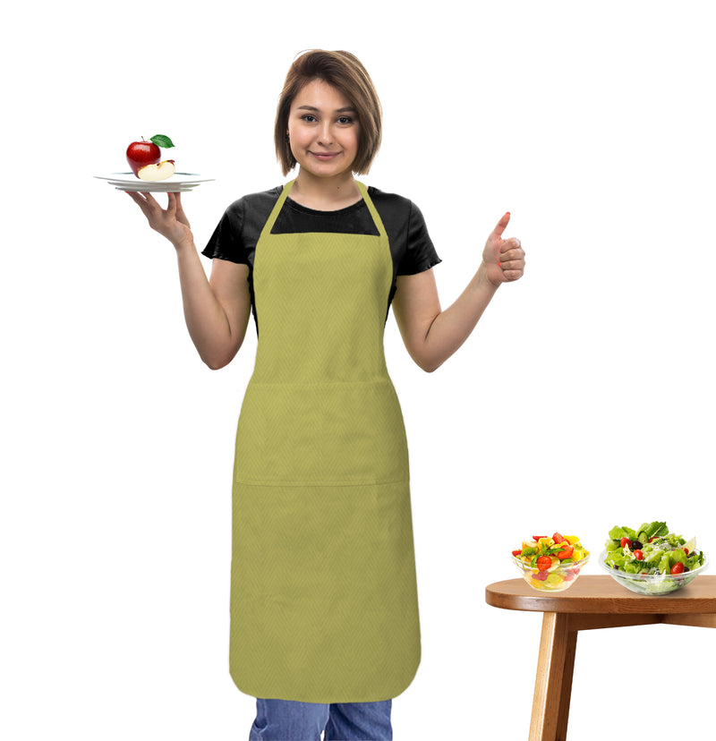 Oasis Home Collection Cotton Solid Apron Free Size -Yellow, Green, Black, Pink - Solid  Pattern